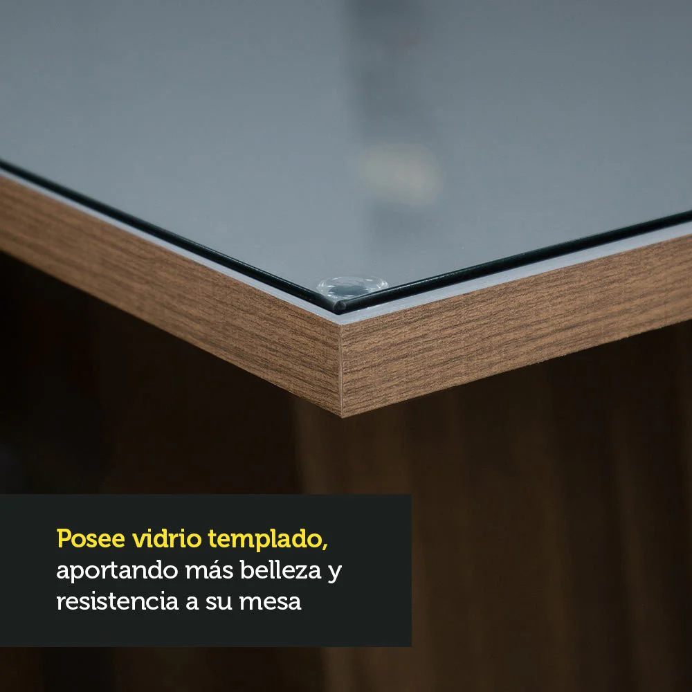 Combo Comedor y Sillas Anne Marron con Gris y Plata 90x79cm Cuadrado de Cuatro Puestos con Cuatro Sillas - Imagen 6