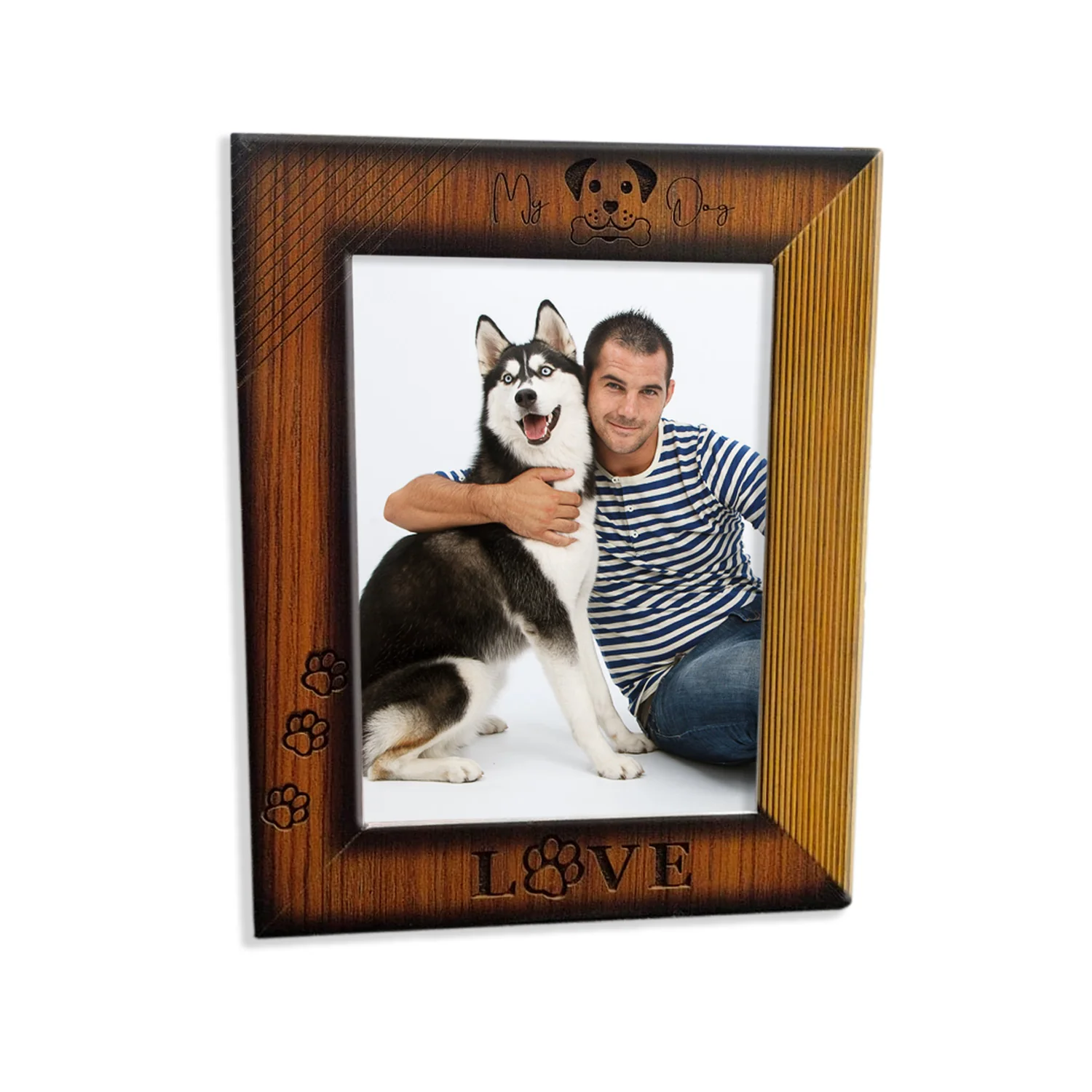 Portarretrato Love Dog Madera Clara Natural 22.5x27.5cm sin Marco y con Vidrio Protector