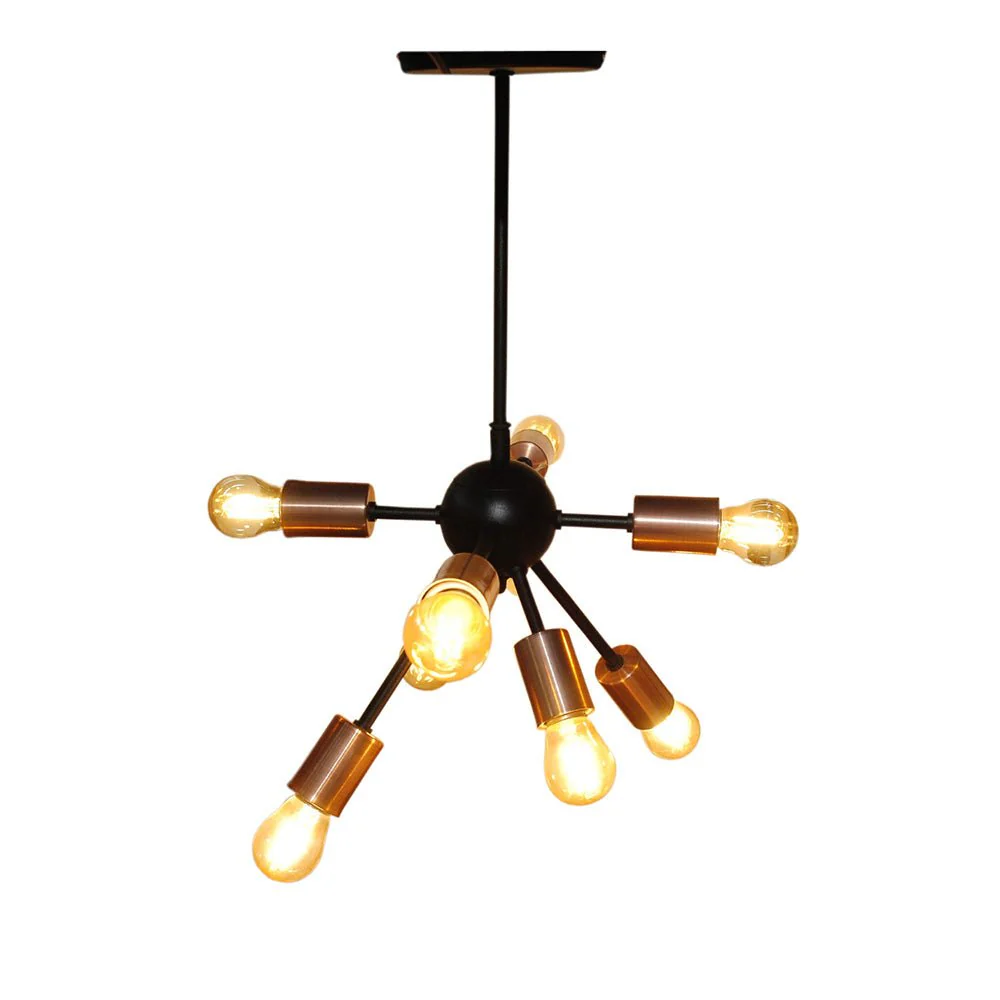Lámpara de Techo Led Átomo Dorado y Negro 20x34cm Ajustable de Ocho Luces